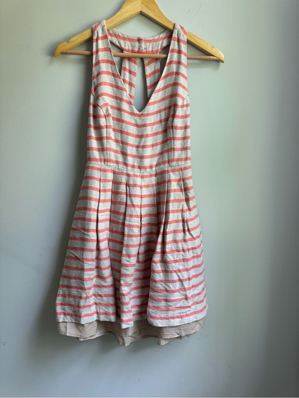 Banana Republic Coral and White Striped Sleeveless Skater Dress Y2K Retro